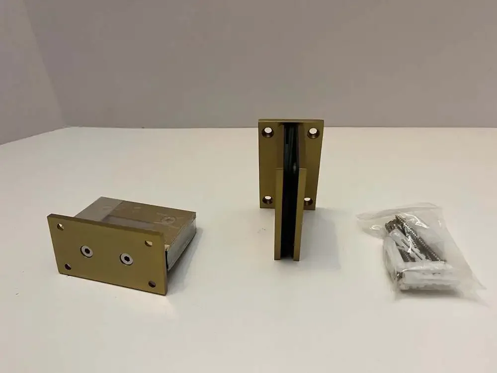 AatrixQuayn 90° Glass Shower Door Hinges Wall Mount Brushed Gold 2 Pack
